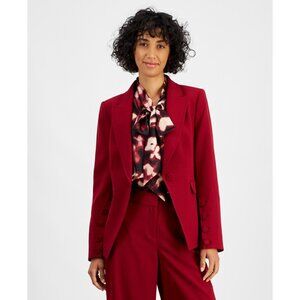 Tahari ASL Women's Single-Button Peak-Lapel Blazer Dark Red Size 2 MSRP $159